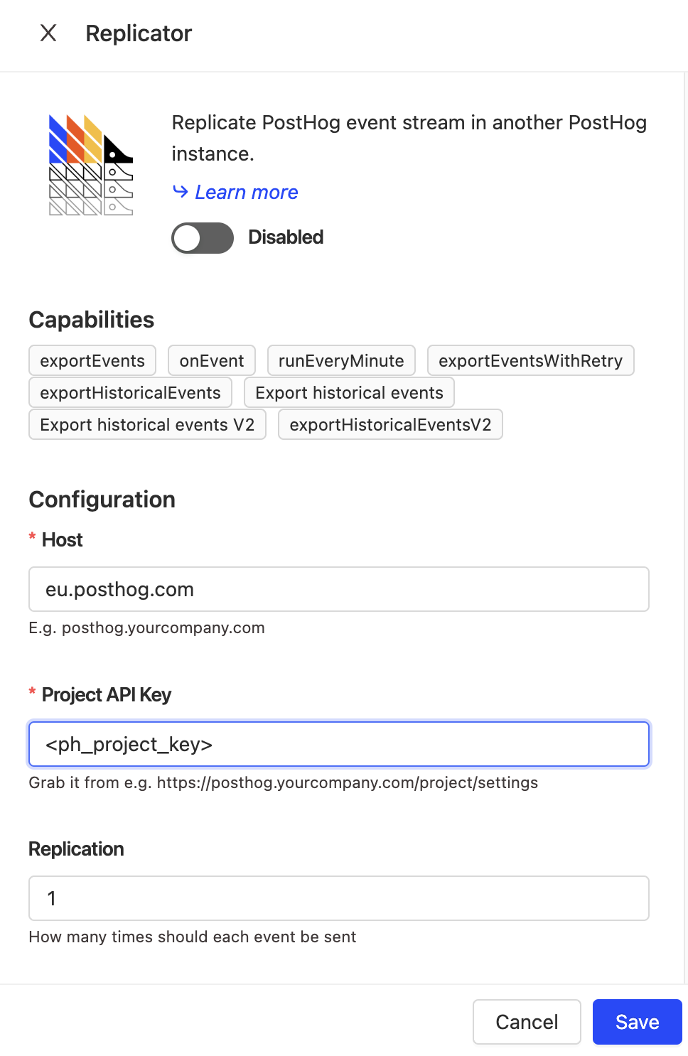 Replicator config